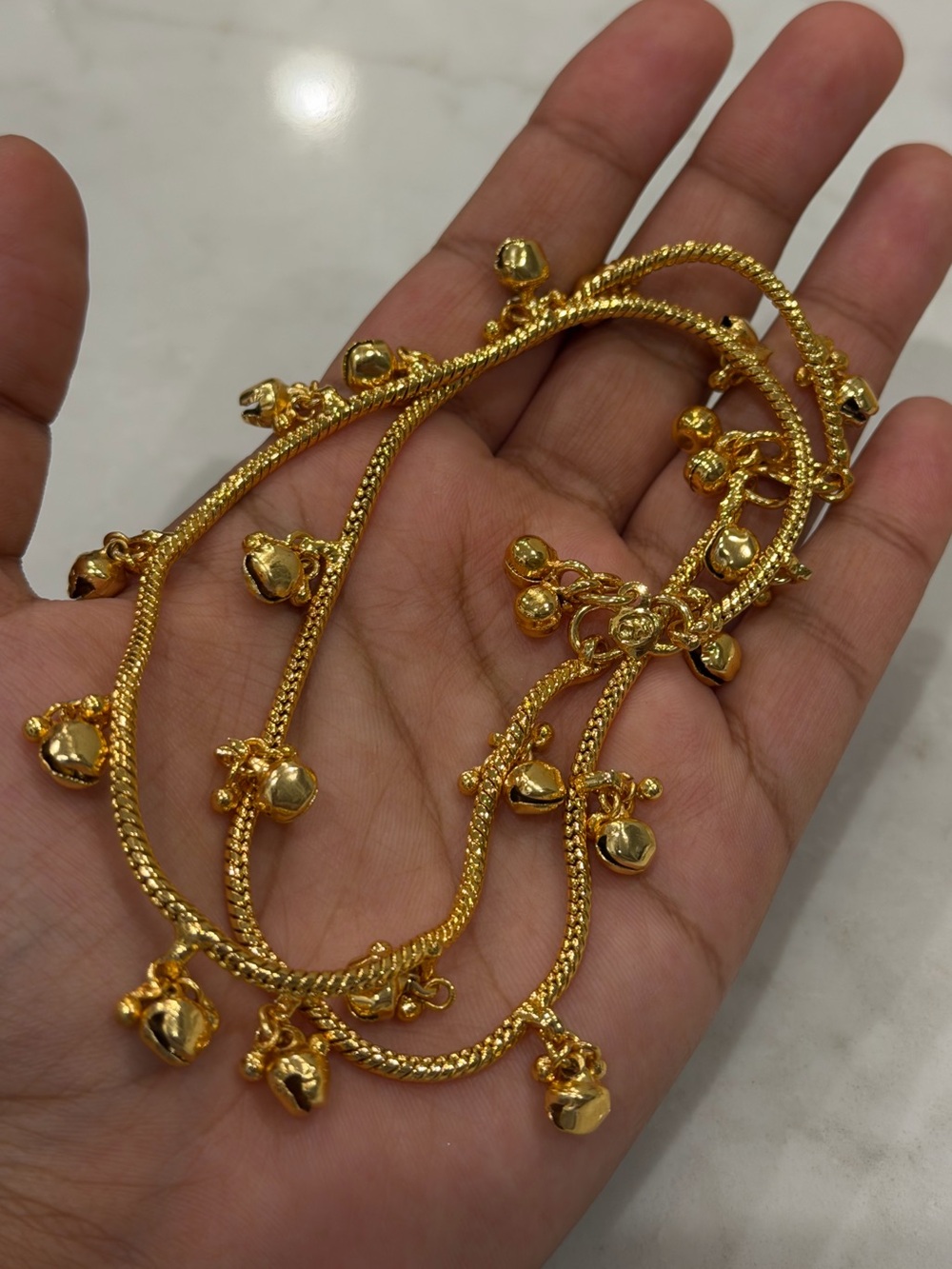 Gold Tone Ghungroo Anklet Pair | Traditional Indian Payal Bells Festival Jewelry
